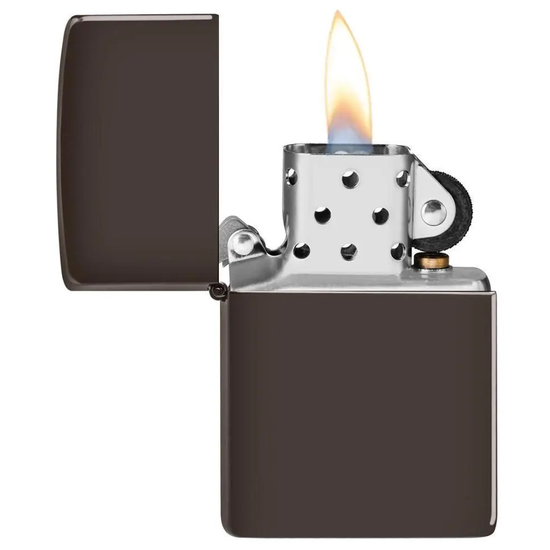 Bật lửa Zippo Brown - Dòng Màu Nâu Hạt Dẻ Bóng Mượt Chính Hãng Mỹ, Vỏ Đồng Thau Sang Trọng, Chống Gió Cao Cấp