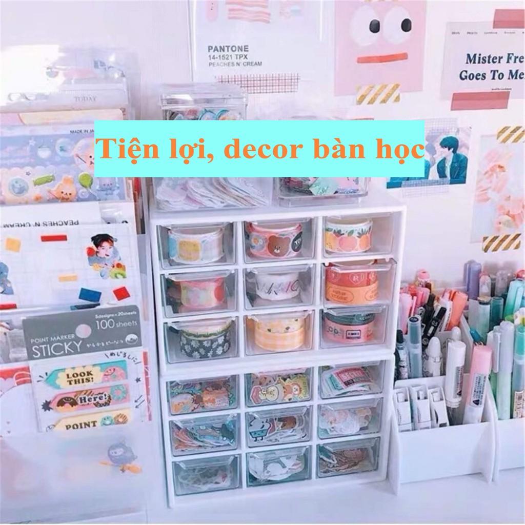 Tặng Kèm 1 Tấm Sticker Khi Mua Tủ Mini 9 Ngăn Decor Góc Học Tập Phòng Học Siêu Xinh Kệ Nhựa Tiện Dụng Đựng Washi Tape