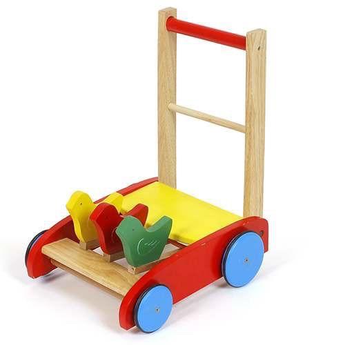 Xe tập đi 3 con chim bằng gỗ tự nhiên cho bé - xe tập đi con gà