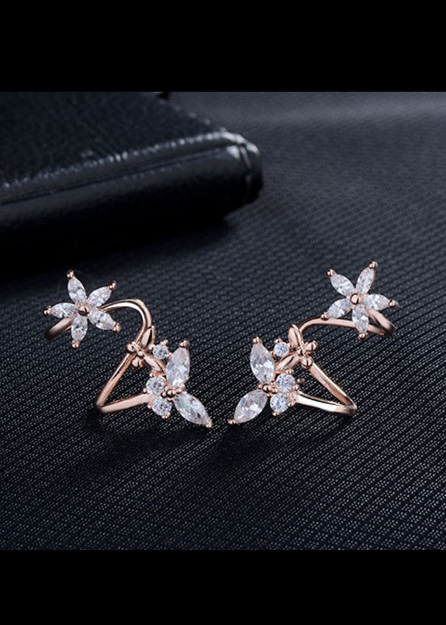 Bông tai bướm hoa nạm đá zircon BHBT279