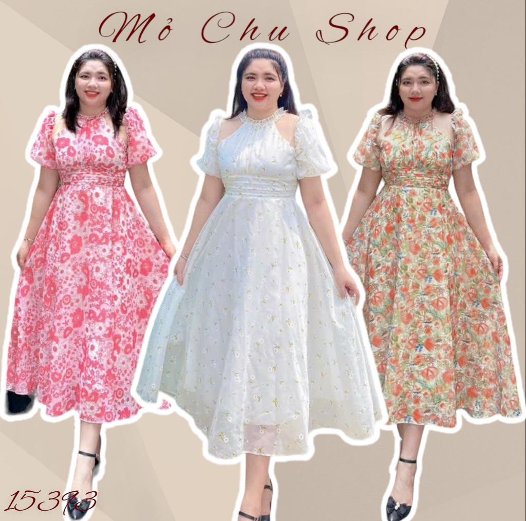 Đầm xòe vol hoa vai lưới bigsize