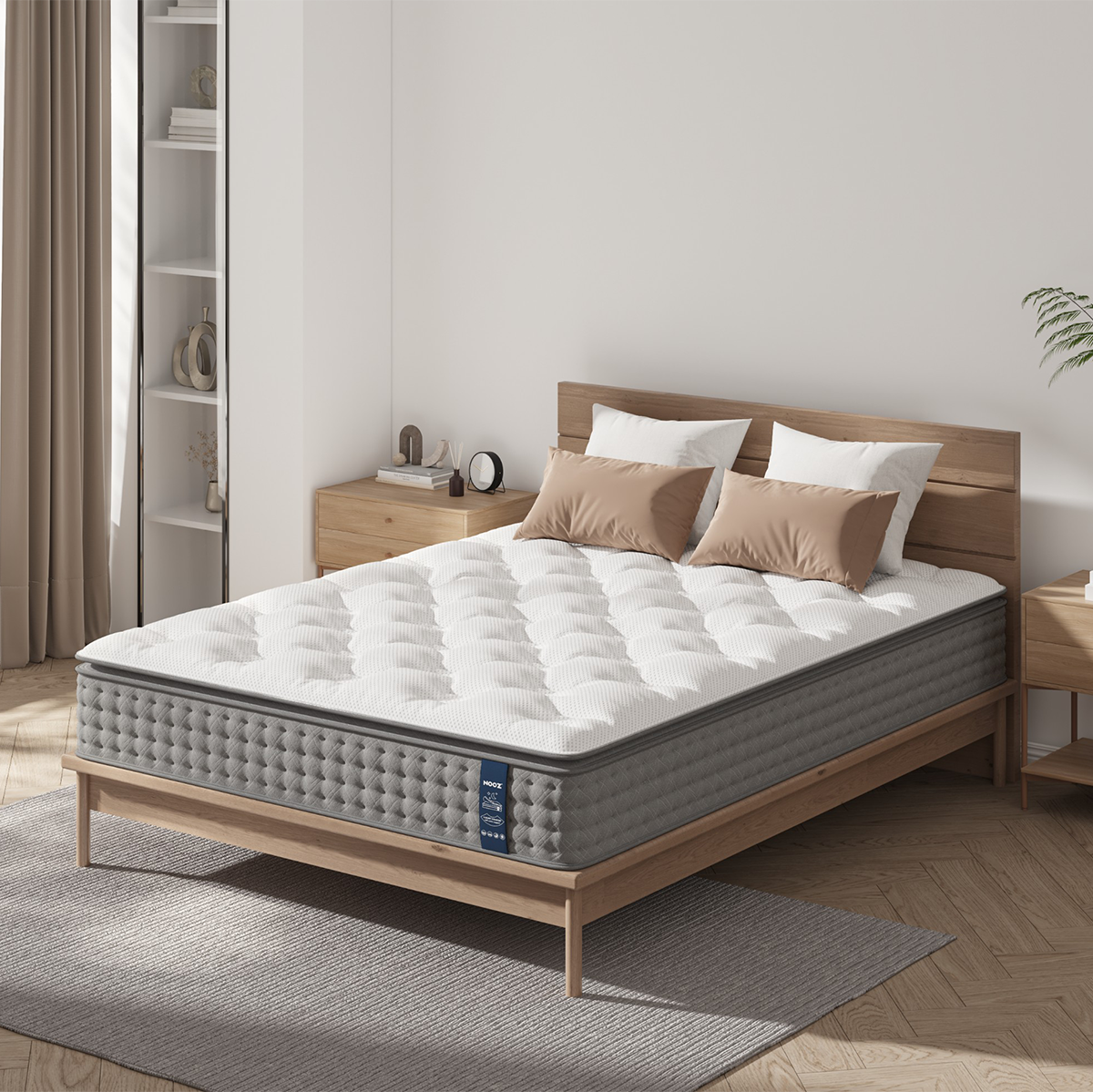 Nệm Foam Hybrid Latex NOOZ Home Goods Mattress Đệm Với Tầng Lò Xo Túi Và Lớp Cao Su Non Thiên Nhiên
