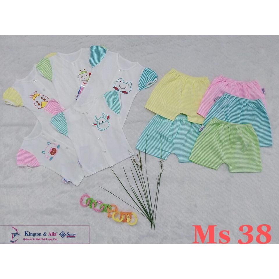 Đồ bộ sơ sinh tay ngắn cài giữa cho bé gái