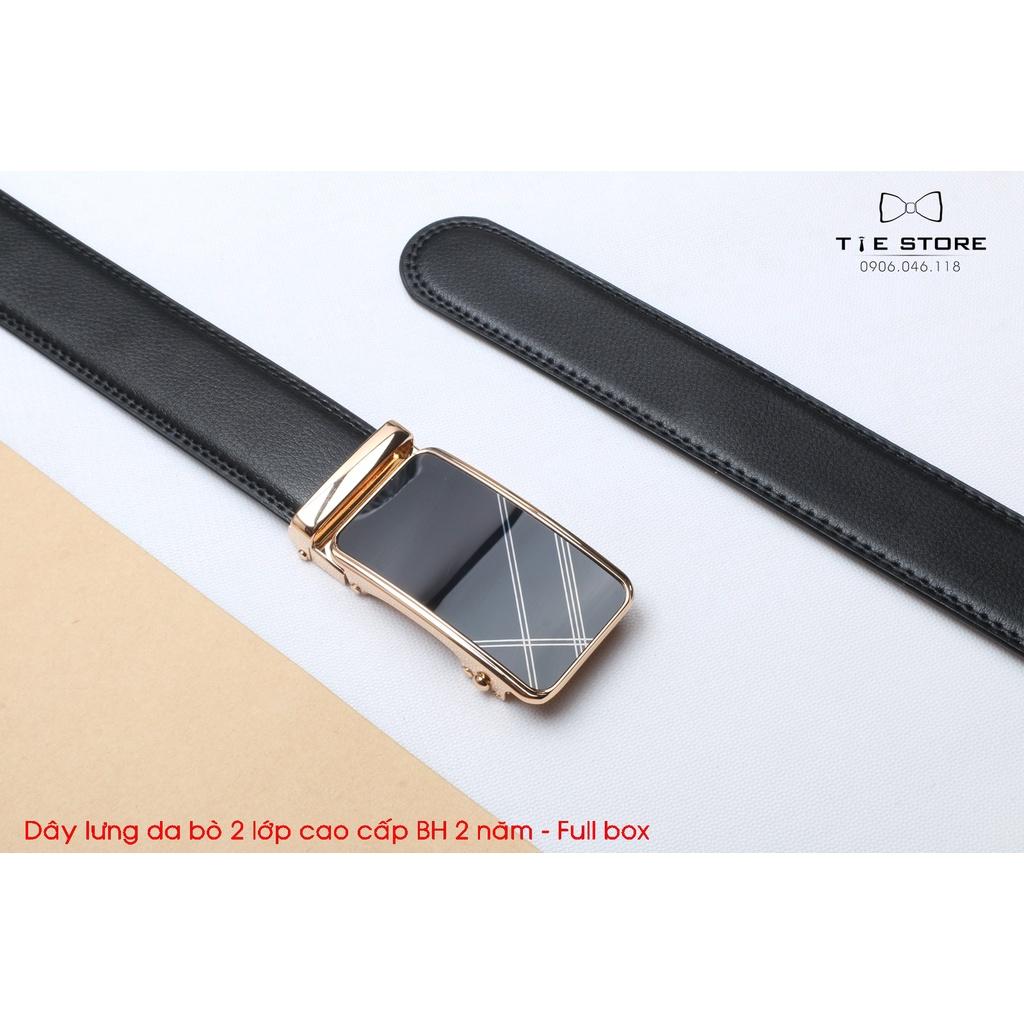Thắt Lưng Nam Da bò 2 lớp cao cấp BH 2 năm Full box - kẻ chéo