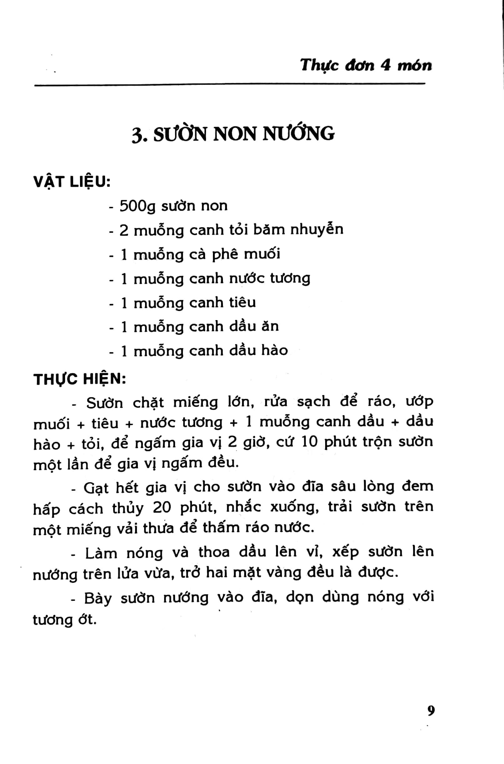 Sách Thực Đơn Bốn Món