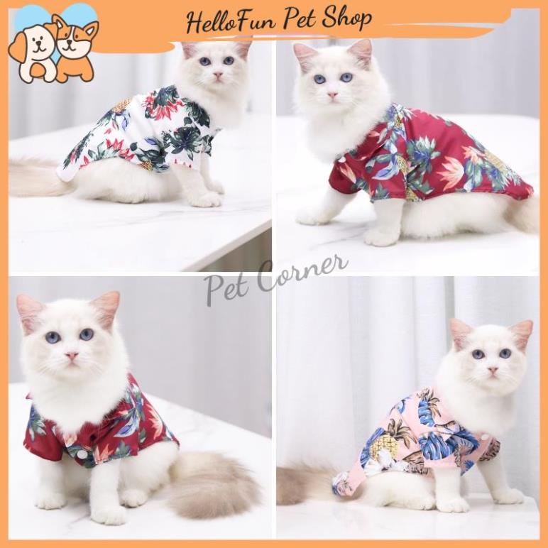 Áo sơ mi phong cách Hawaii cho thú cưng đi biển, áo cho chó mèo mùa hè thoáng mát