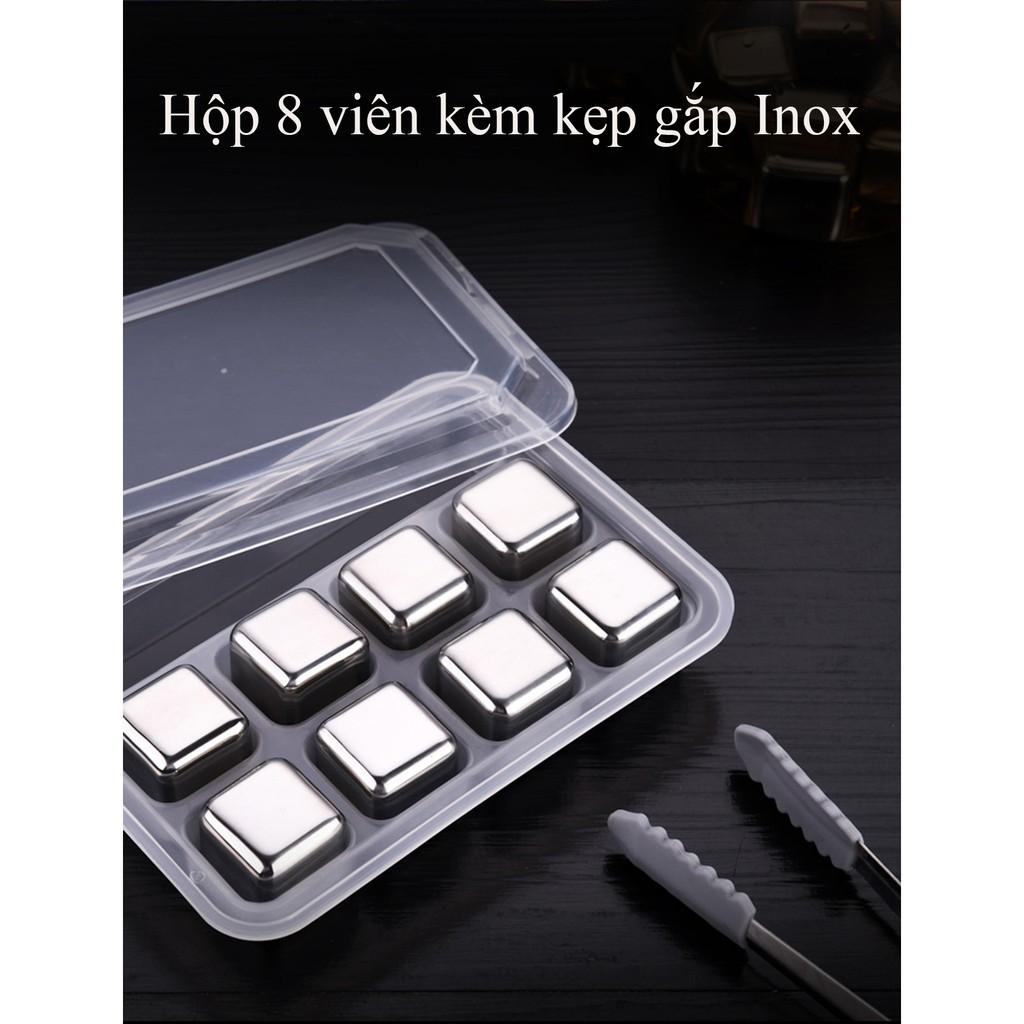 Đá lạnh vĩnh cửu Inox 304 Anshin - hộp 8 viên kèm kẹp gắp - tiện dụng, an toàn cho sức khỏe