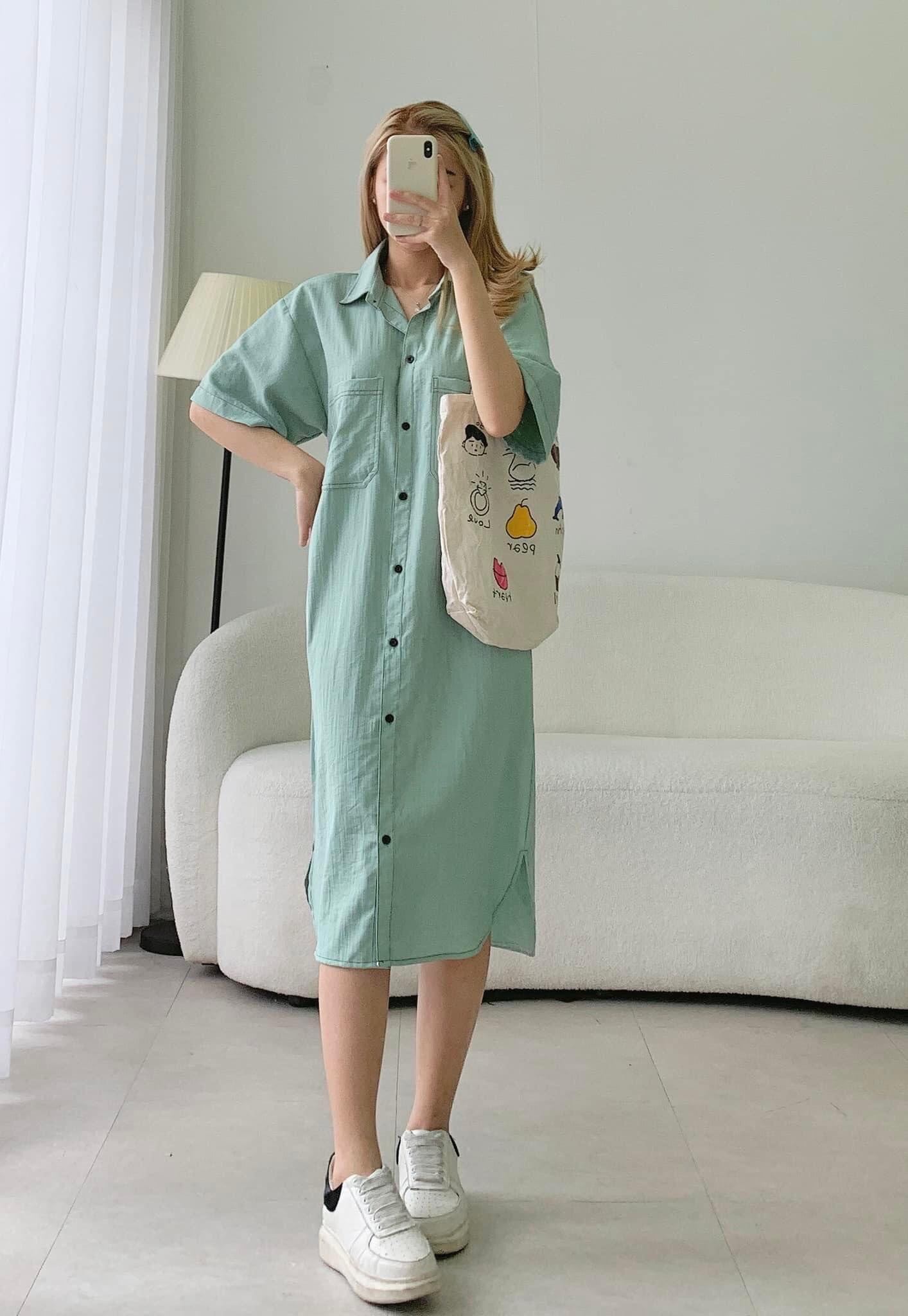 Đầm Somi Suông Dài Xanh Mint - Leda