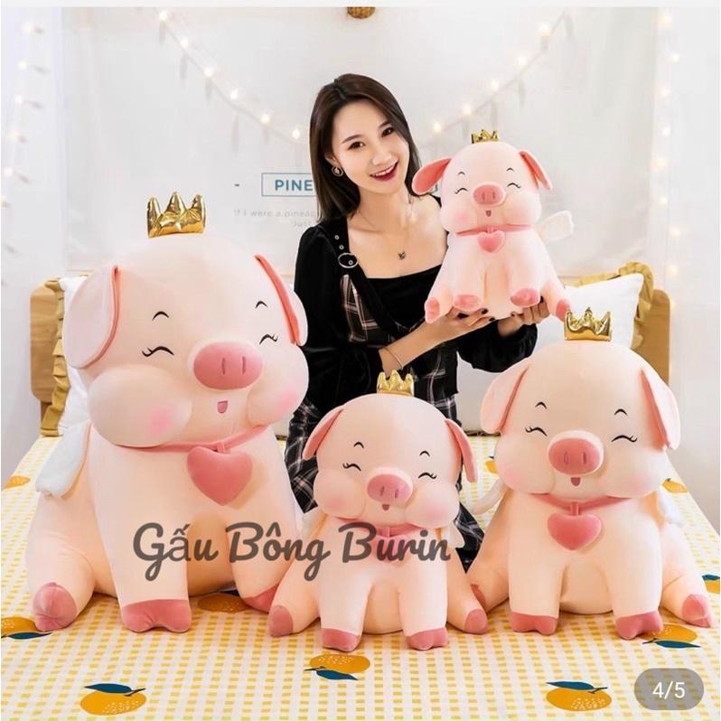 Gấu bông heo vương miệng ngồi, heo nữ hoàng nhồi bông