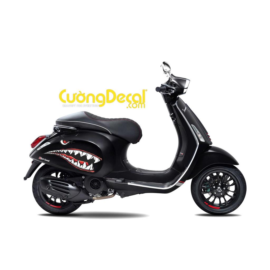 Tem xe decal sticker hàm cá mập dành cho Vespa Sprint Primavera