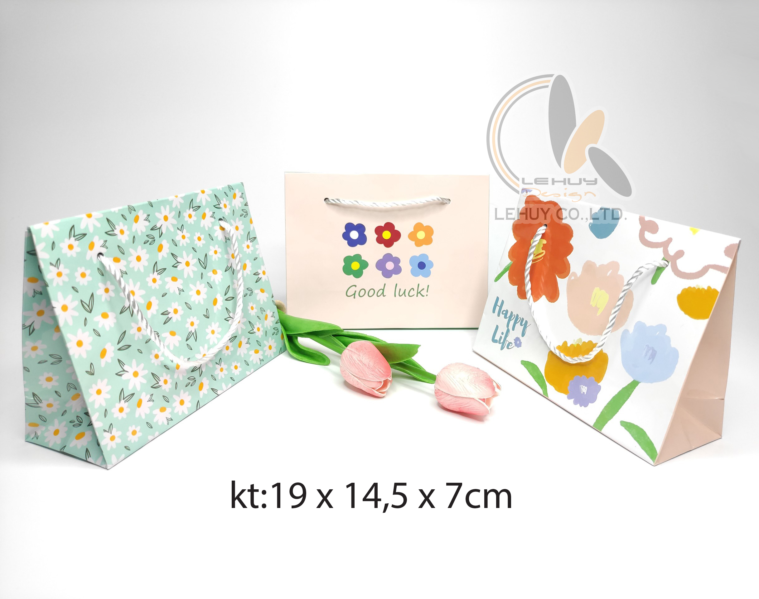 TÚI GIẤY ĐẸP GOOG LUCK HOẠ TIẾT KT 19X14.5X7 CM