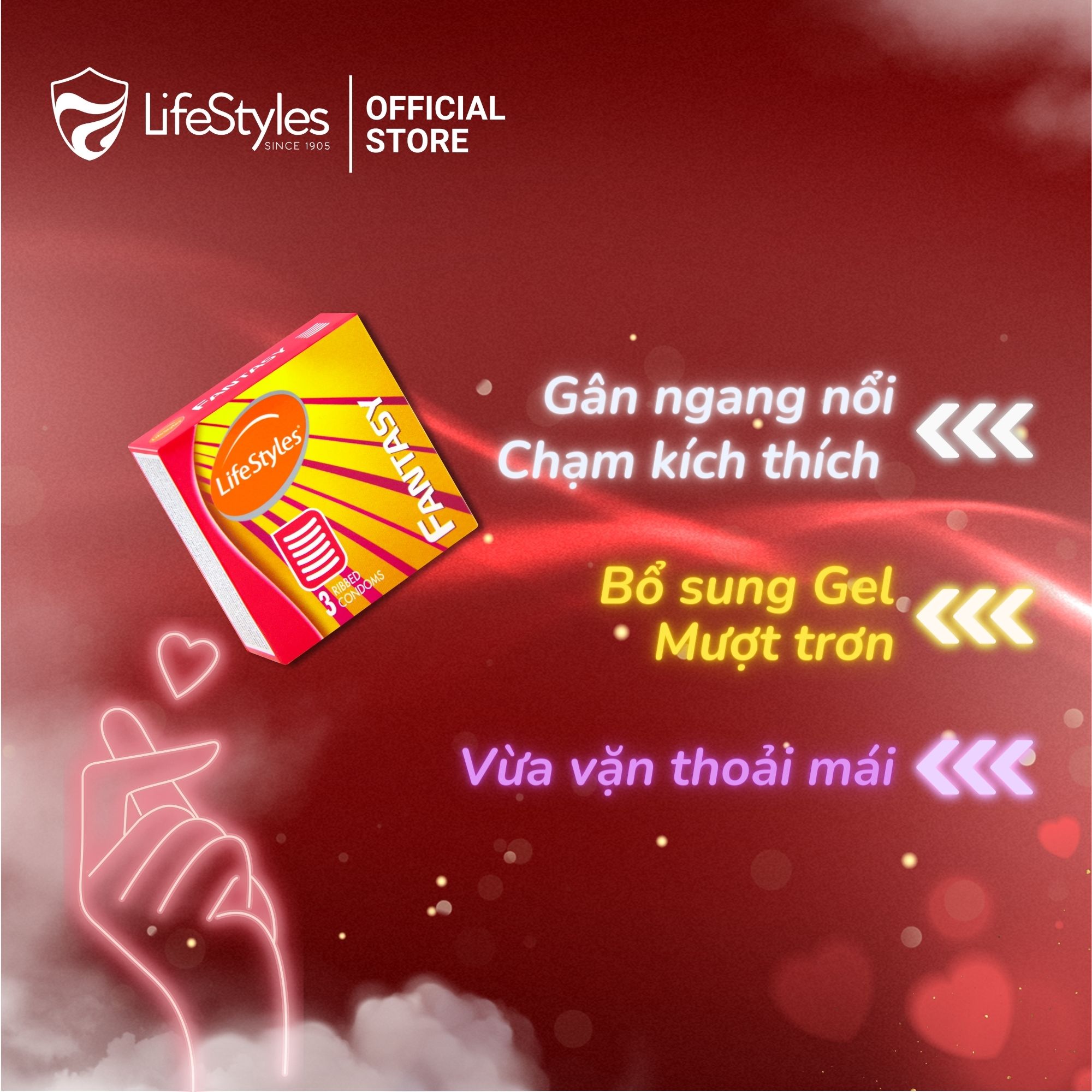 Hình ảnh Bao cao su LifeStyles Fantasy Gân Ngang, Nhiều Gel Bôi Trơn tăng Khoái Cảm - Hộp 3 bao