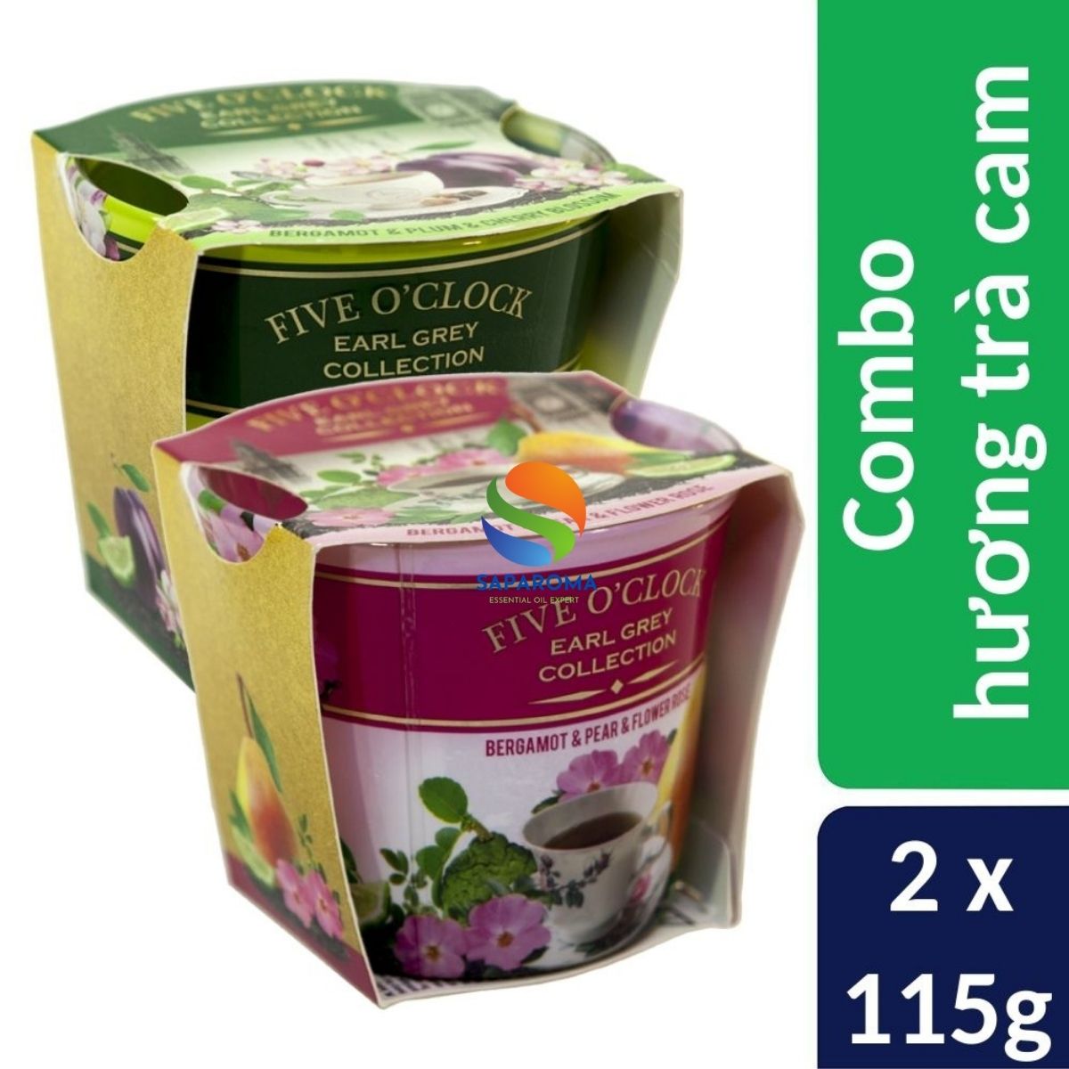Combo 2 ly nến thơm tinh dầu Bartek Five O'clock 115g - hương trà cam, nến trang trí, thơm phòng, thư giãn, hỗ trợ khử mùi
