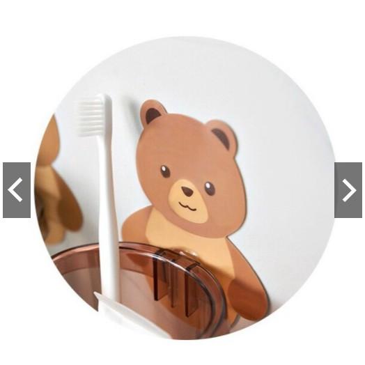 Cốc gấu dán tường để bàn chải đánh răng hình gấu có lỗ thoát nước tiện lợi