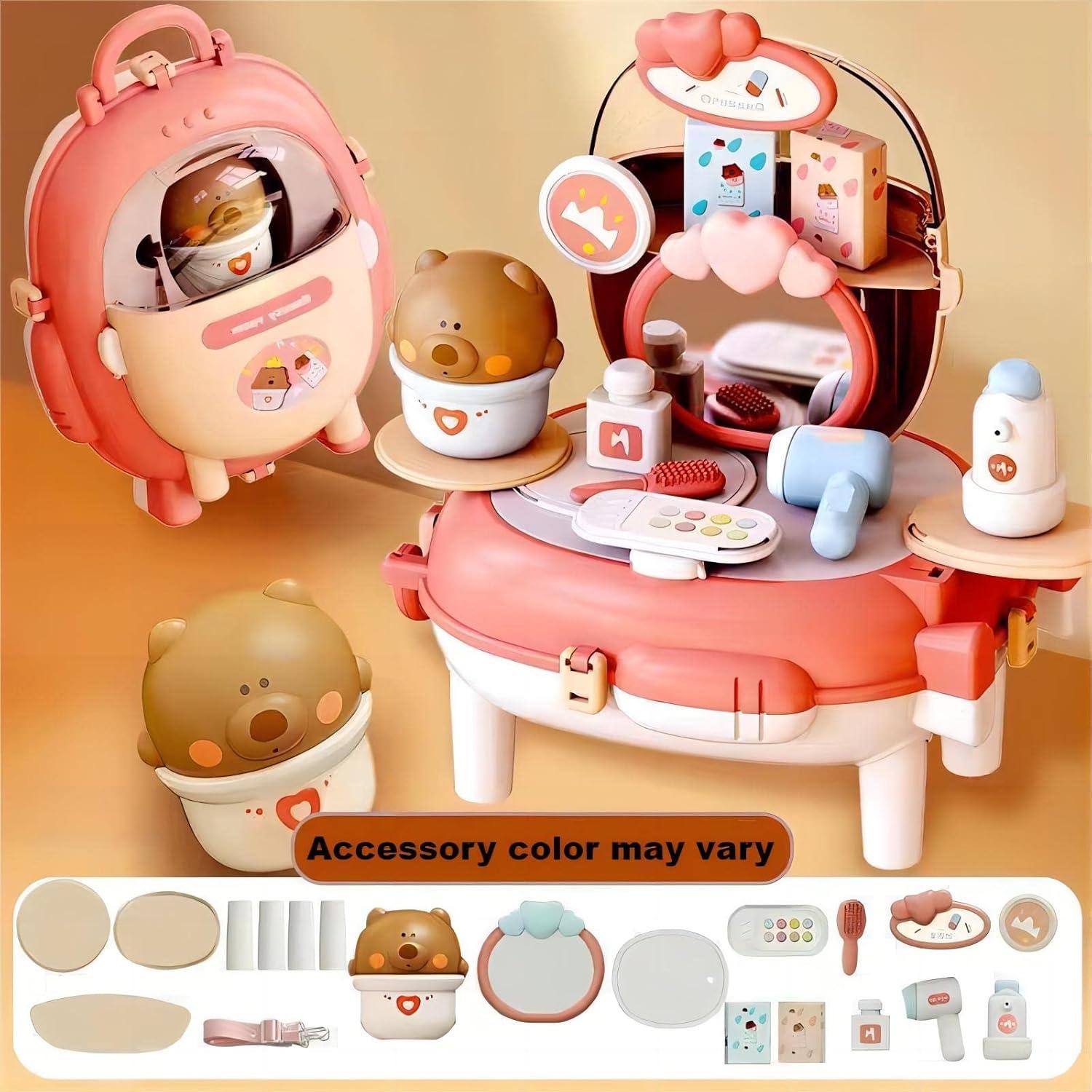 Đồ Chơi Ba Lô Trang Điểm Gấu Xinh Xắn - Bear Magic Backpack Dressing - Toys&amp;Joys HY-22 (21 Chi Tiết)