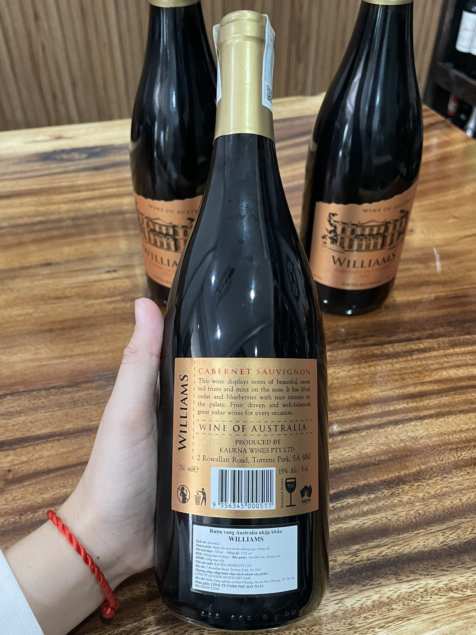 Rượu WILLIAMS Carbernet Sauvignon Nồng Độ Alc 15% 750ml