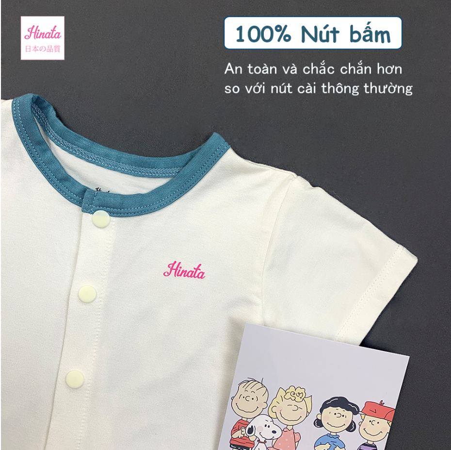 Bộ ngắn cộc tay cài cúc cho bé - 100% Organic Cotton - Set Smooth Short BF11 - Thương hiệu Hinata Nhật Bản