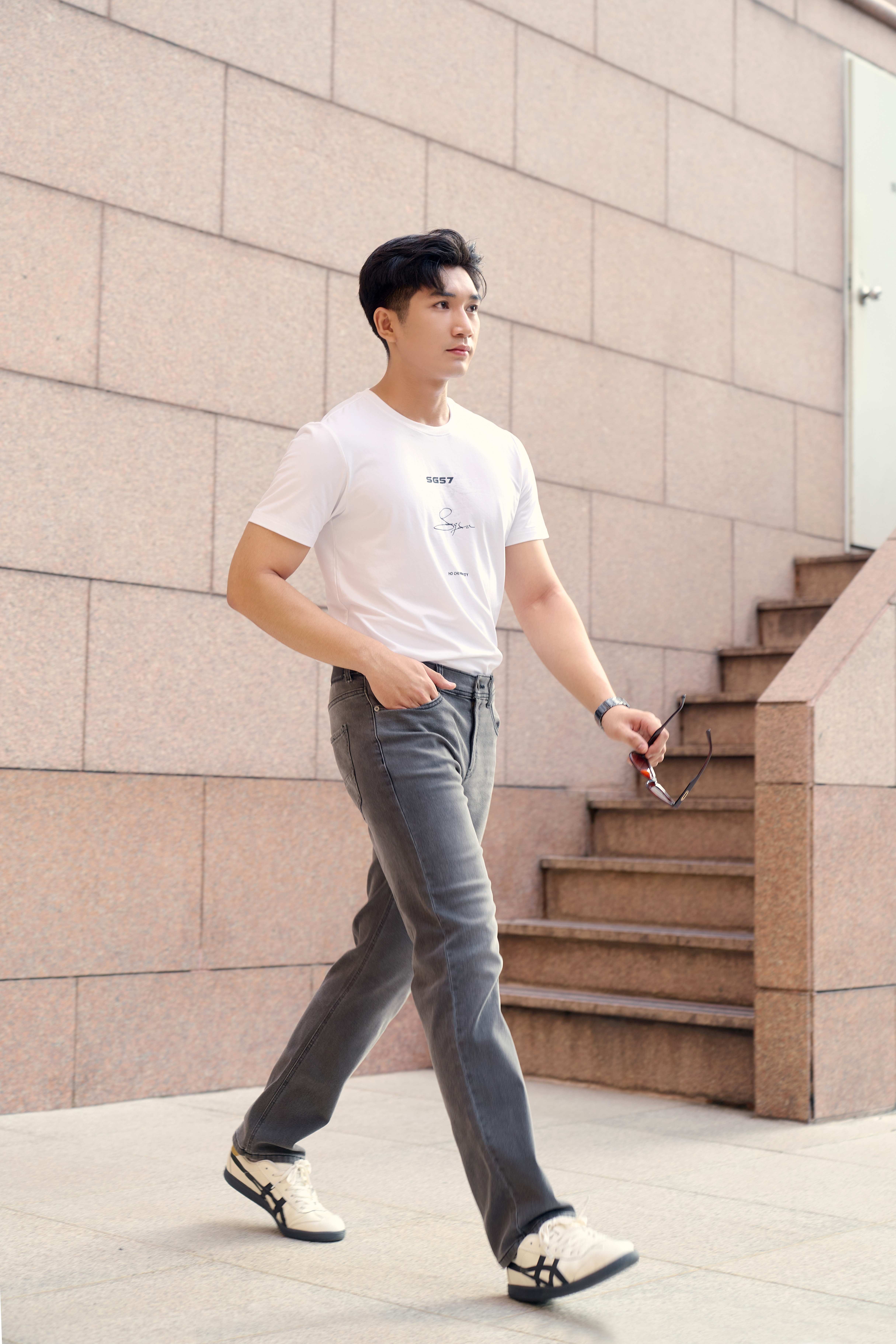 Quần Jean Nam Ninomaxx Form Straight DUALCORE LIGHTWEIGHT DENIM Màu Xám Siêu Nhẹ Co Giãn Tốt Độ Bền Cao 2208061