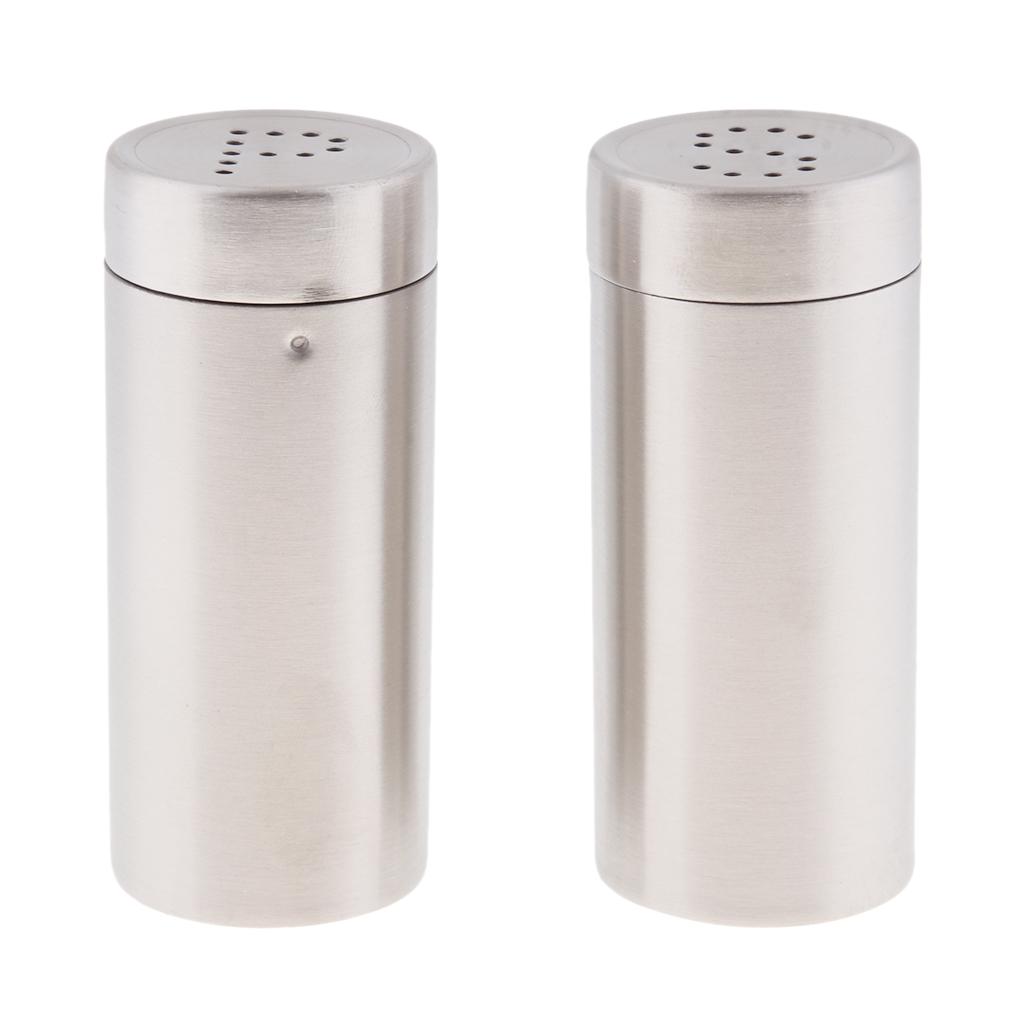 2 Cái Thép Không Gỉ Muối Đường Pepper Shaker Gia Vị Lon