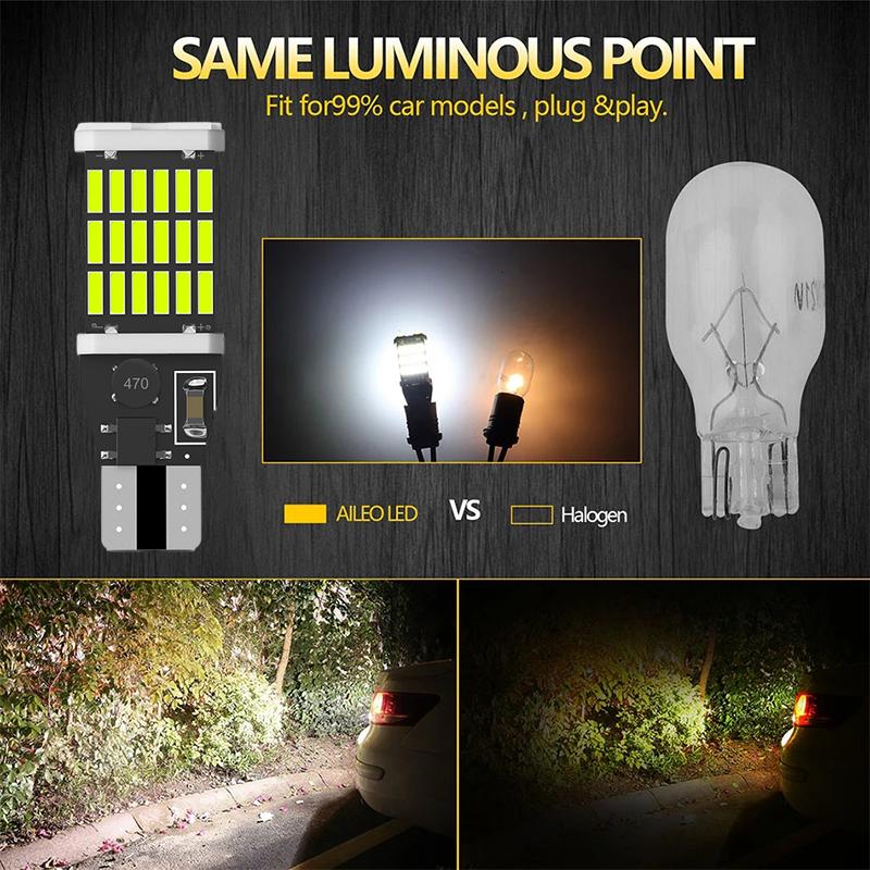 Đèn Phanh Xe Hơi Bóng đèn LED lùi xe siêu sáng T15 W16W 921 45 SMD 4014 cho ô tô 360° Dài 25 mm Dài 25 mm