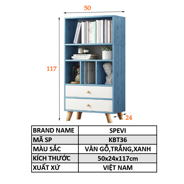 Tủ Kệ Sách Đứng Đa Năng FIVO Mã FB61 Cao Cấp Phong Cách Châu Âu, Phủ Melamine Chống Trầy Xước Và Chống Nước Bề Mặt - Hàng Chính Hãng