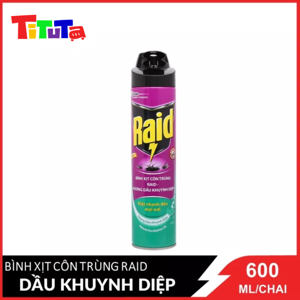 Bình xịt côn trùng Raid Hương Dầu Khuynh Diệp 600ml