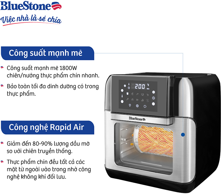 Nồi Chiên Không Dầu Điện Tử BlueStone AFB-5888 (10 Lít) - Hàng Chính Hãng