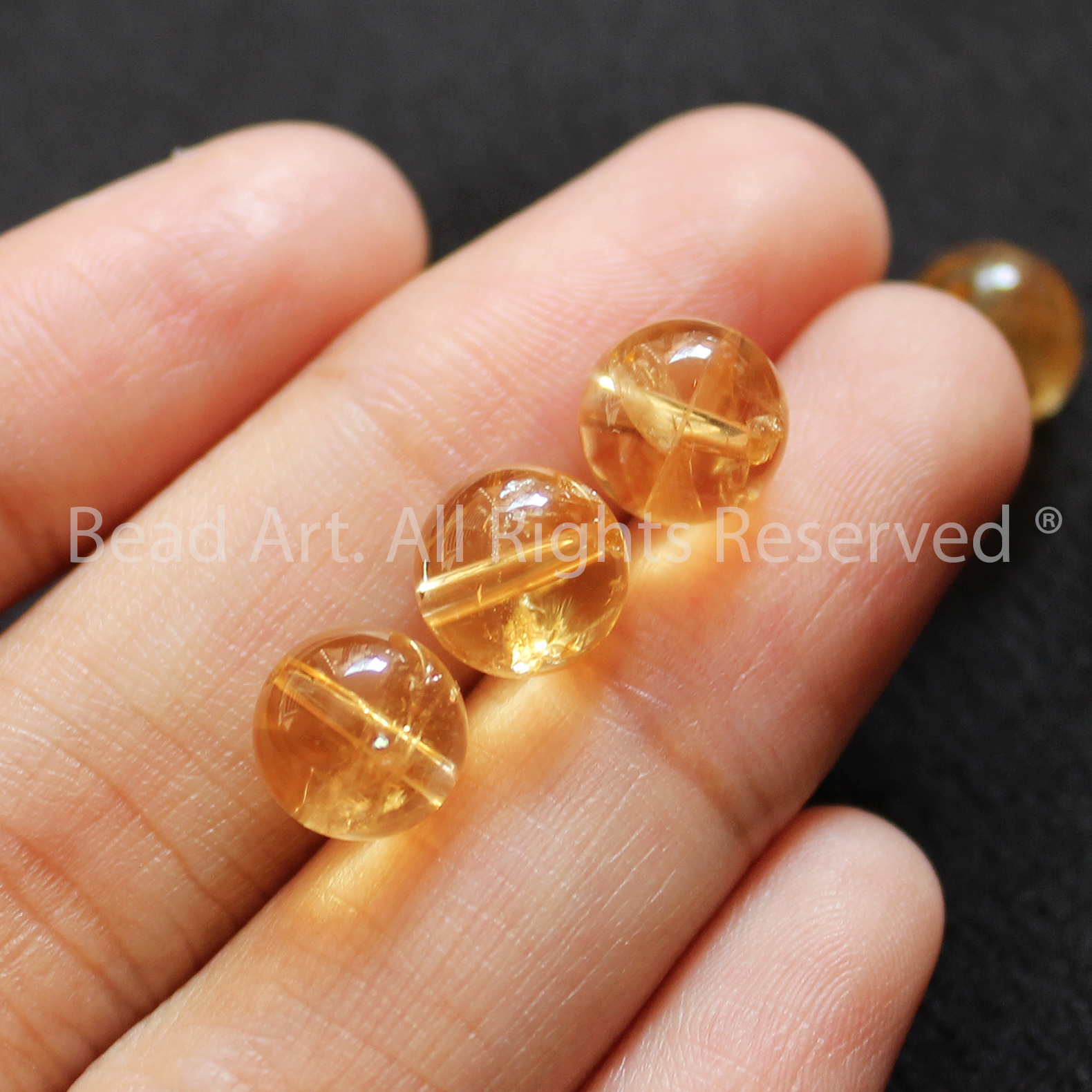 [1 Hạt] 8MM Đá Thạch Anh Vàng, Citrine Tự Nhiên, Đá Phối Vòng Tay Phong Thuỷ, Làm Trang Sức, Chuỗi Hạt Loại AAA, Mệnh Thổ, Kim - Bead Art