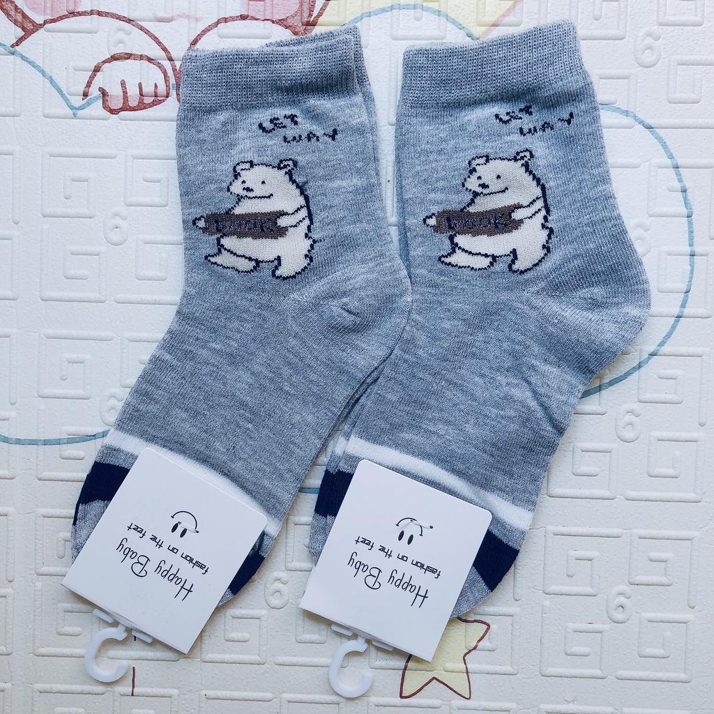 Tất trẻ em cổ thấp, Set 5 đôi tất trẻ em chất liệu cotton, Happy Baby Book mềm mại thoáng khí cho bé từ 1-4 tuổi