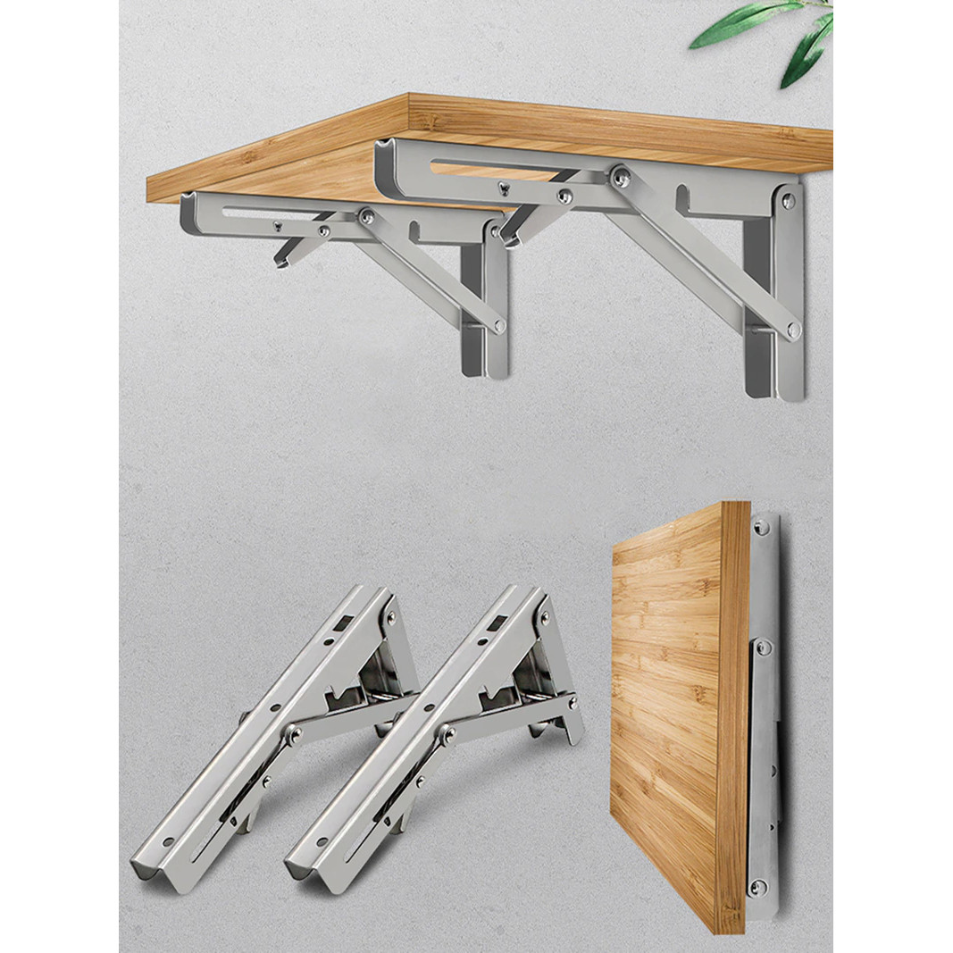 Bộ 2 giá đỡ Ke bàn gấp treo tường thông minh thép không gỉ - Dùng cho bàn học, bàn ăn, bàn làm việc, kệ trang trí – MH2011