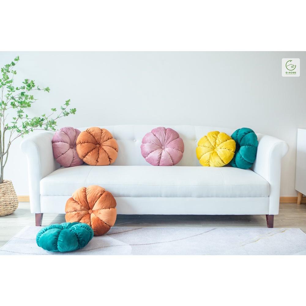 Đệm hoa nhung 4 màu trang trí sofa cấp Ghome, đệm ngồi tựa lưng, trang trí phòng khách sang trọng DT09 HOA