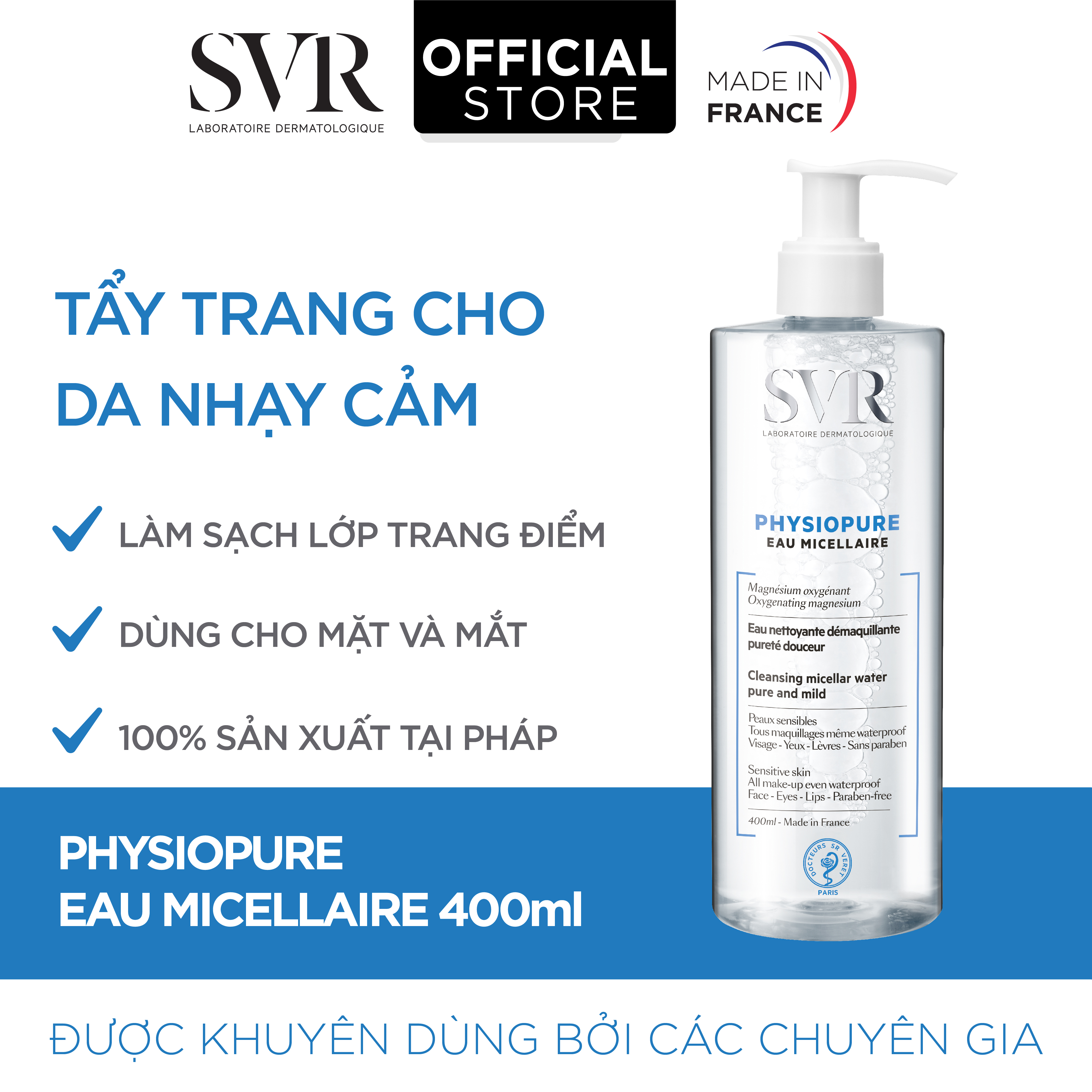 Nước tẩy trang SVR PHYSIOPURE Eau Micellaire 400ml