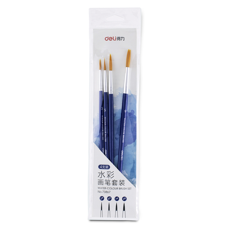 Bộ Cọ Vẽ Chuyên Nghiệp Deli - Dùng Cho Màu Nước/Bột/Sơn Acrylic -Set 4/6 Cây- 73885/73866/73867