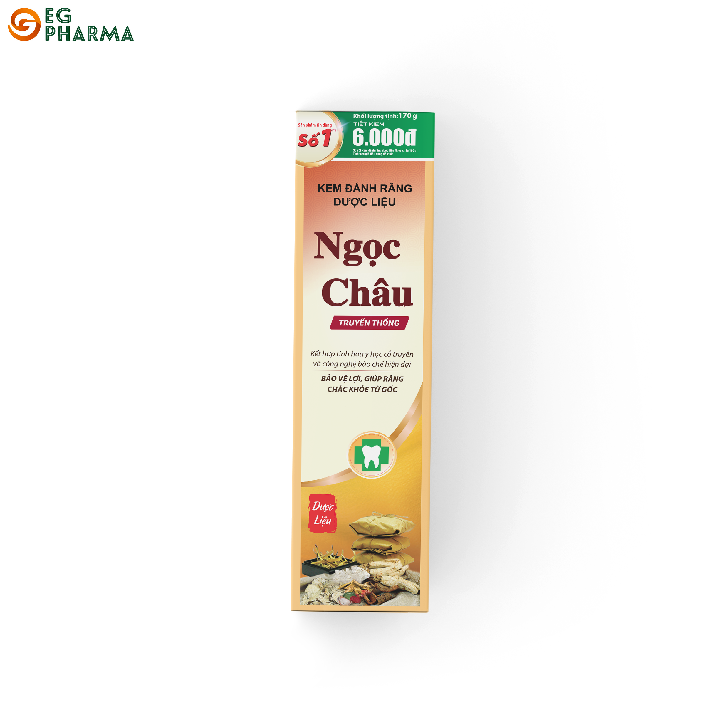 Kem đánh răng dược liệu Ngọc Châu truyền thống giúp làm trắng răng, tuýp 170gr - NC1-01