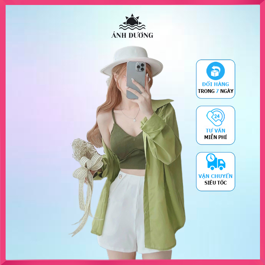 Set quần áo nữ croptop 3 món đi biển áo khoác áo hai dây quần đùi Ánh Dương Clothing MS187
