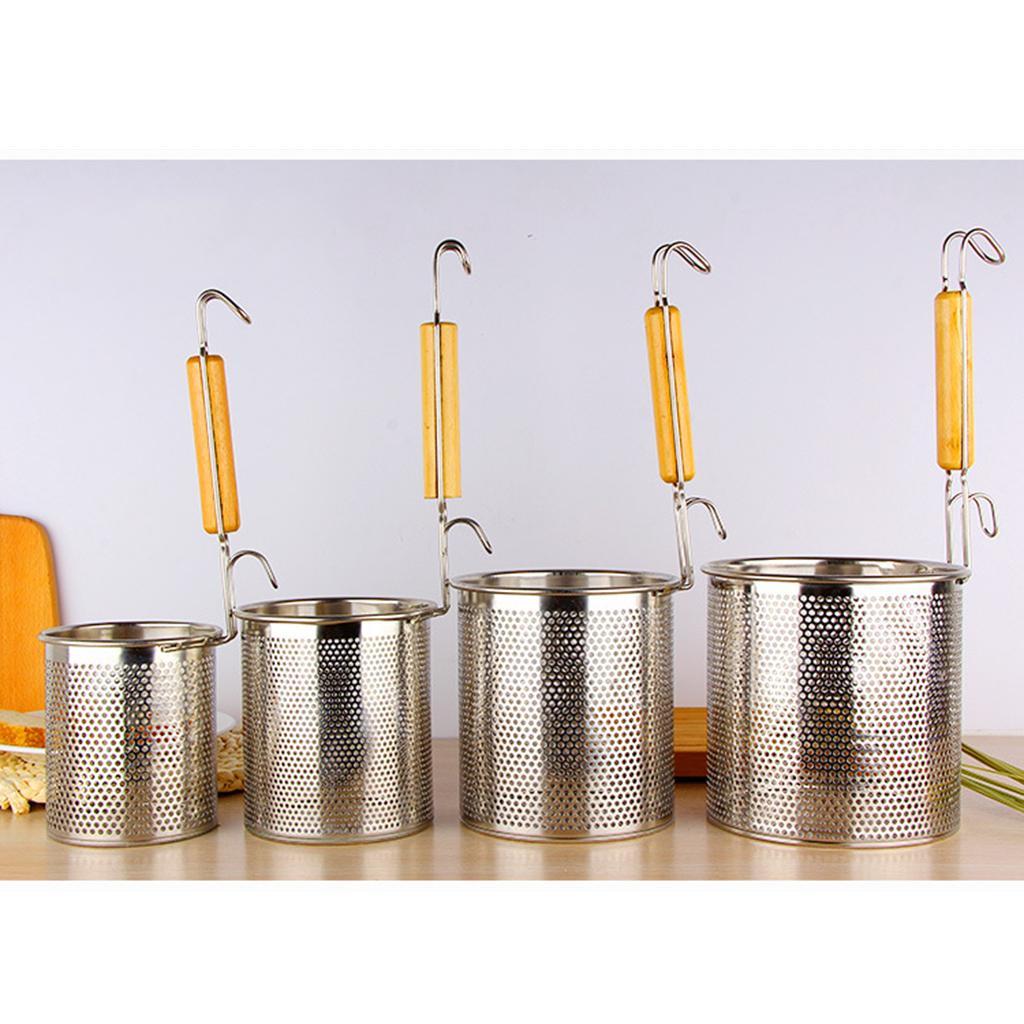 3X Kitchen Pasta Noodle Strainer, Stainless Steel, Deep Fry Basket 14cm