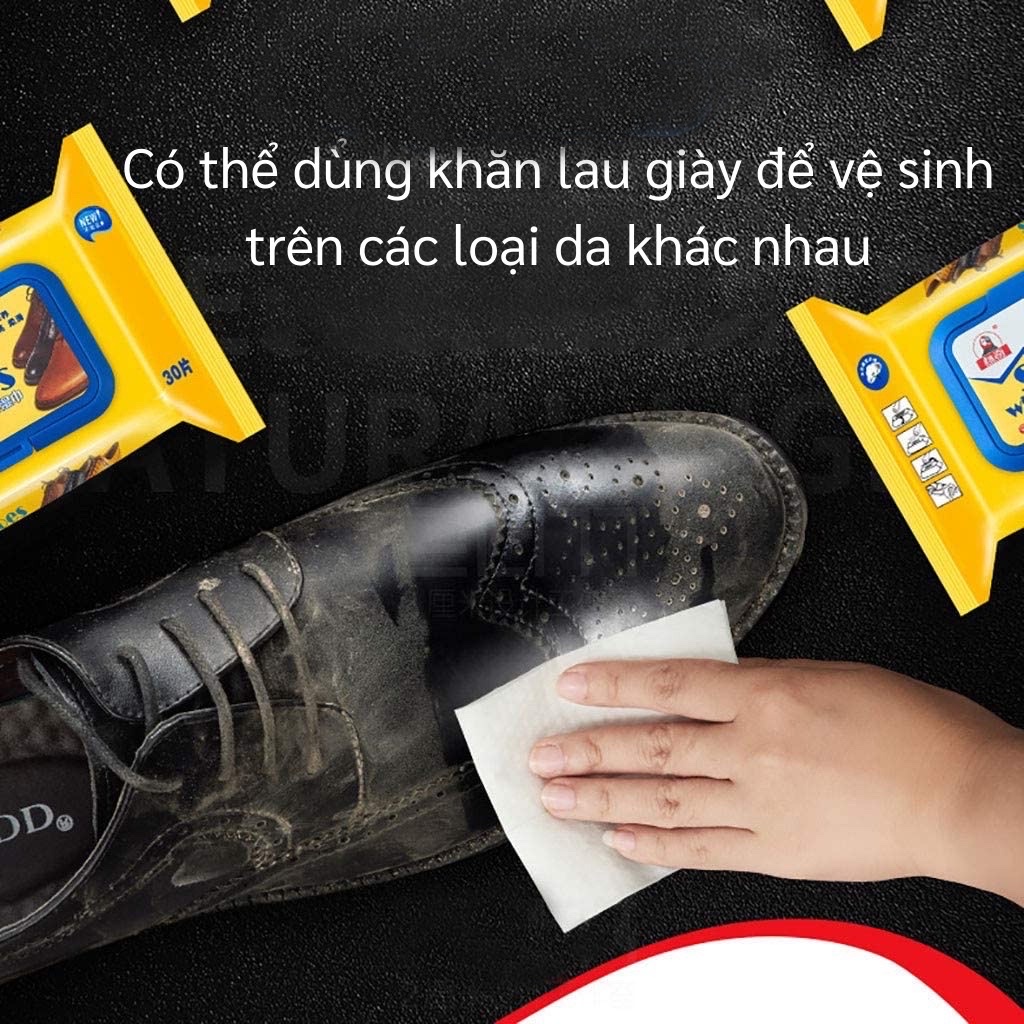 Giấy lau giày bịch 30 tờ , vệ sinh giày thể thao , các loại da , siêu sạch , tiện lợi nhỏ gọn dễ dàng mang theo mọi nơi