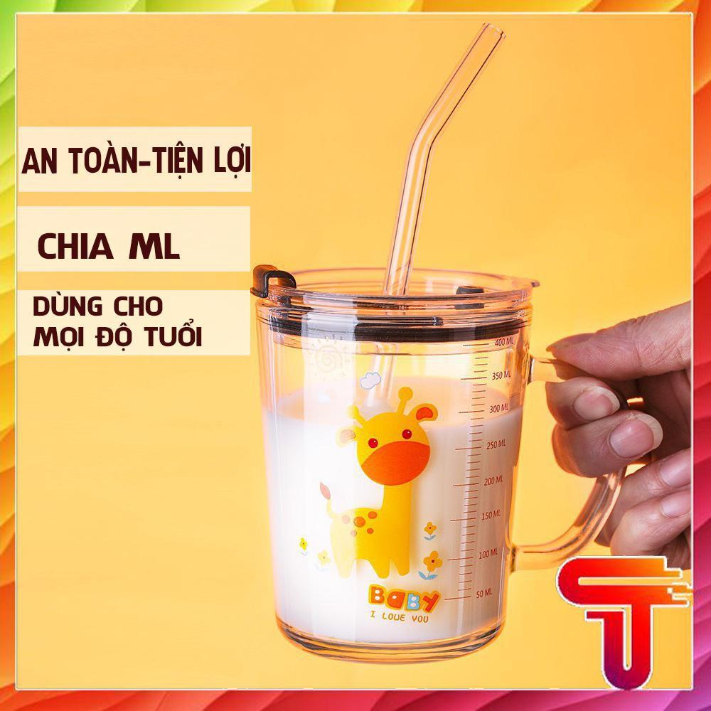 Cốc Tập Uống Sữa Cho Bé Có Chia Vạch Dung Tích 400ML TẶNG KÈM ỐNG HÚT