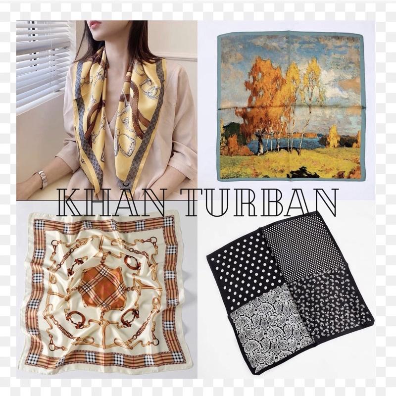 Khăn turban lụa vuông choàng cổ thanh lịch đa năng size 70x70cm