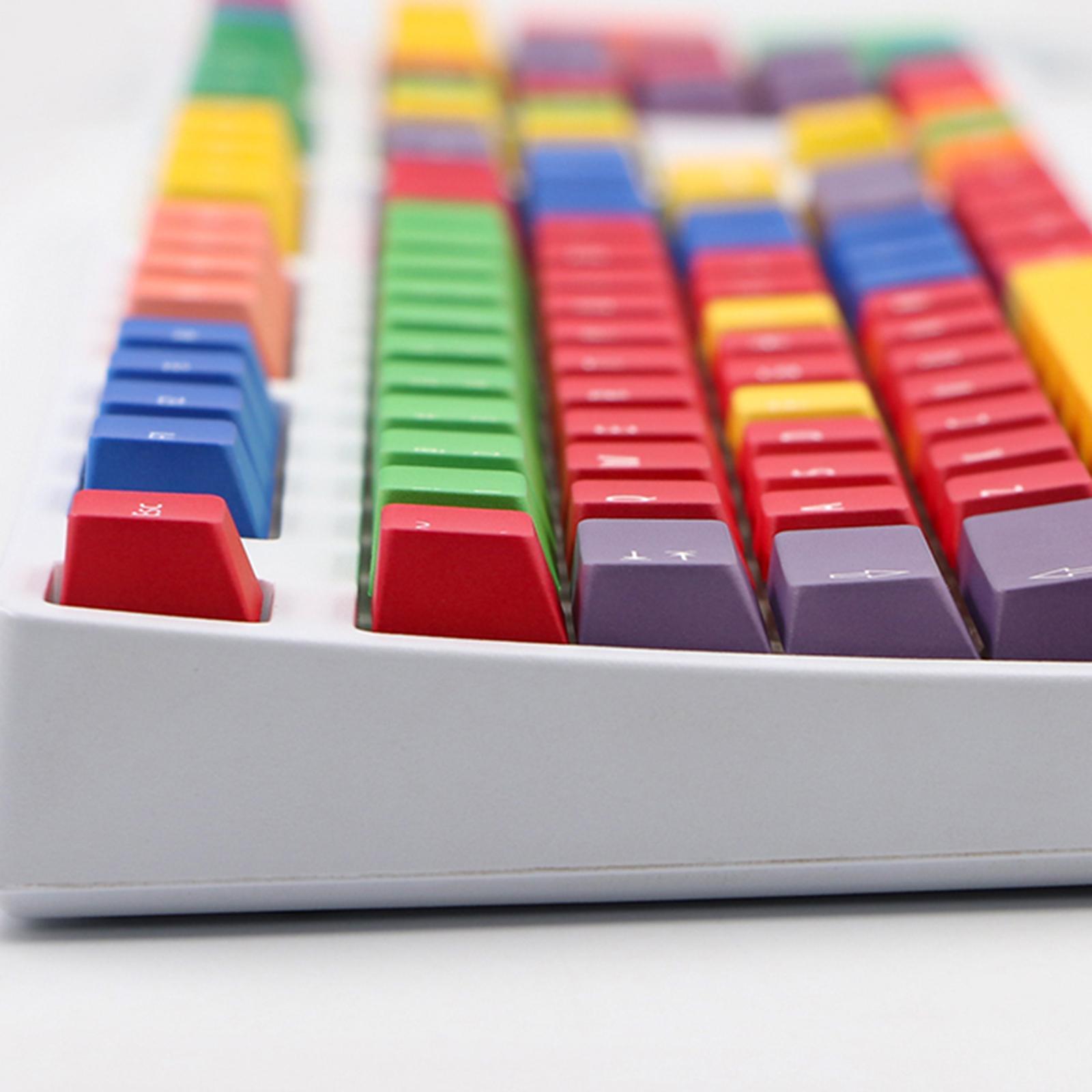 112 Keys, Plastic Rainbow Keycaps Double Shot Switches DIY Keyboard Accessories for Cherry MX 68 72 87 Keys Mechanical Keyboards Gaming ,Only Keycaps