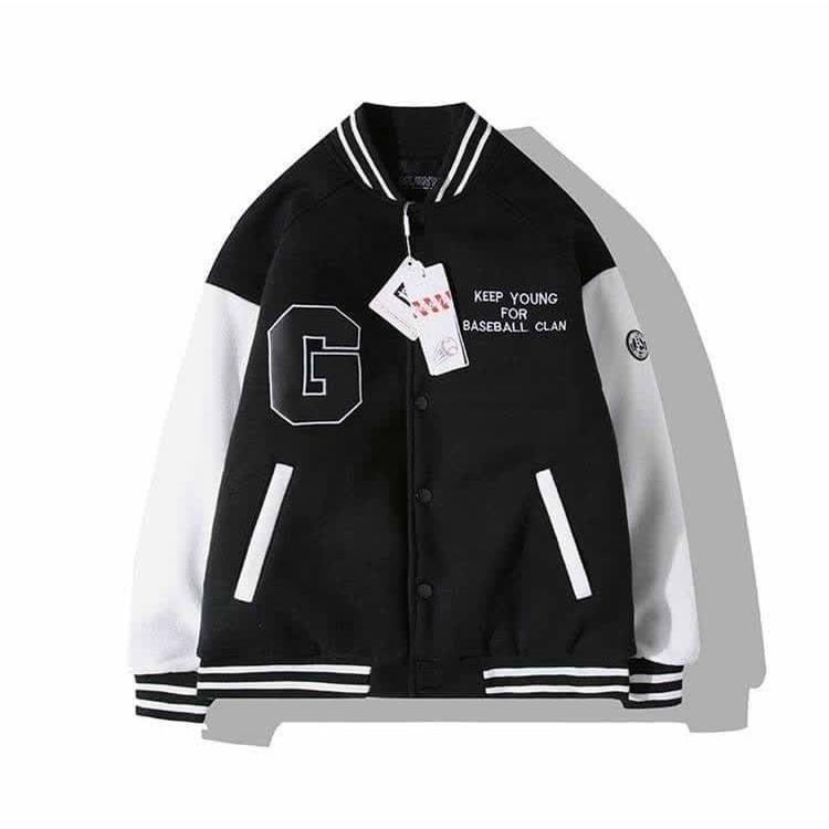 Áo Khoác Bomber Nỉ Ngoại 2 Lớp Thêu Chữ G Phối Họa Tiết Đơn Giản Lịch Lãm Cuốn Hút Thời Trang