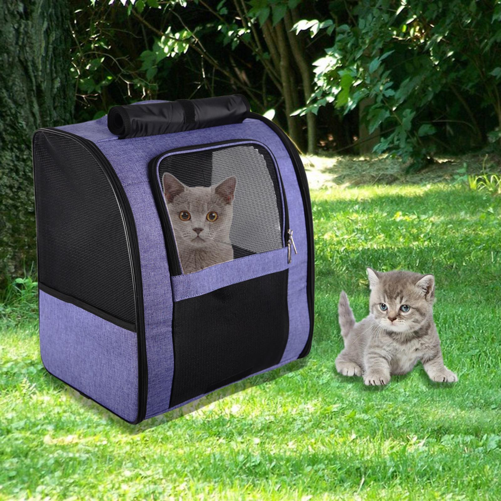 Oxford Cloth Mesh Folding Pet Dog Cat Carrier Backpack Carrying Bag