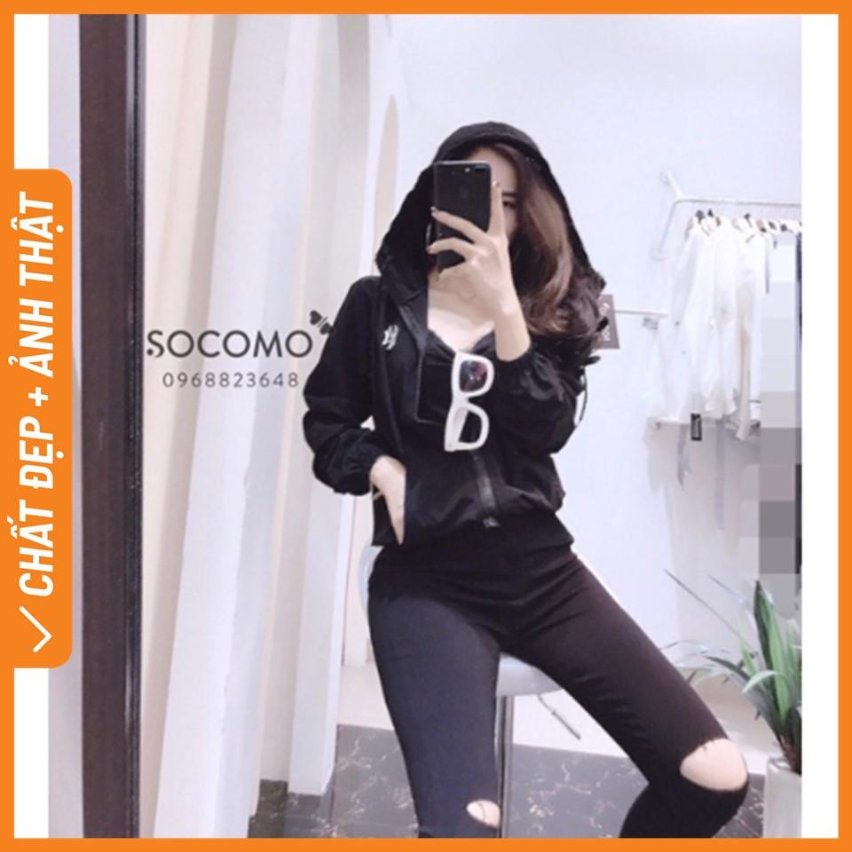 Áo khoác bomber gió mũ nữ Socomo