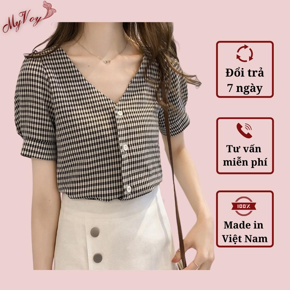 Áo sơ mi nữ công sở tay ngắn vải thô hàn quốc siêu xinh MV13