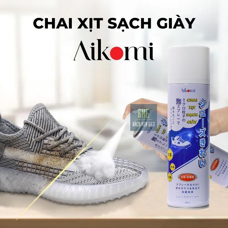 Chai xịt tạo bọt vệ sinh giày Aikomi 300ml cao cấp - Dùng được cho nhiều loại giày