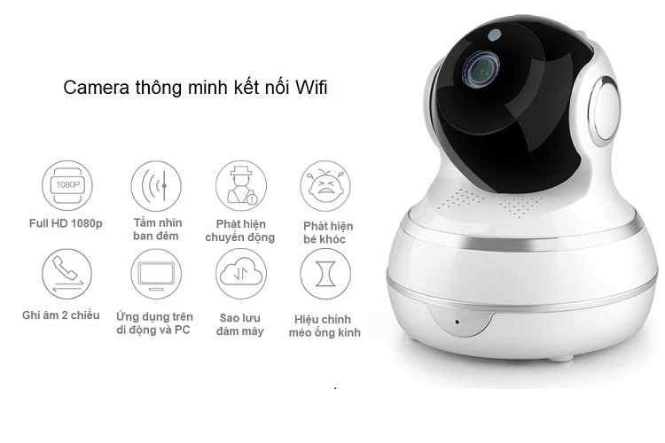 Thiết bị giám sát camera wifi F3 ( Ghi âm 2 chiều, tầm nhìn ban đêm, phát hiện bé khóc... )