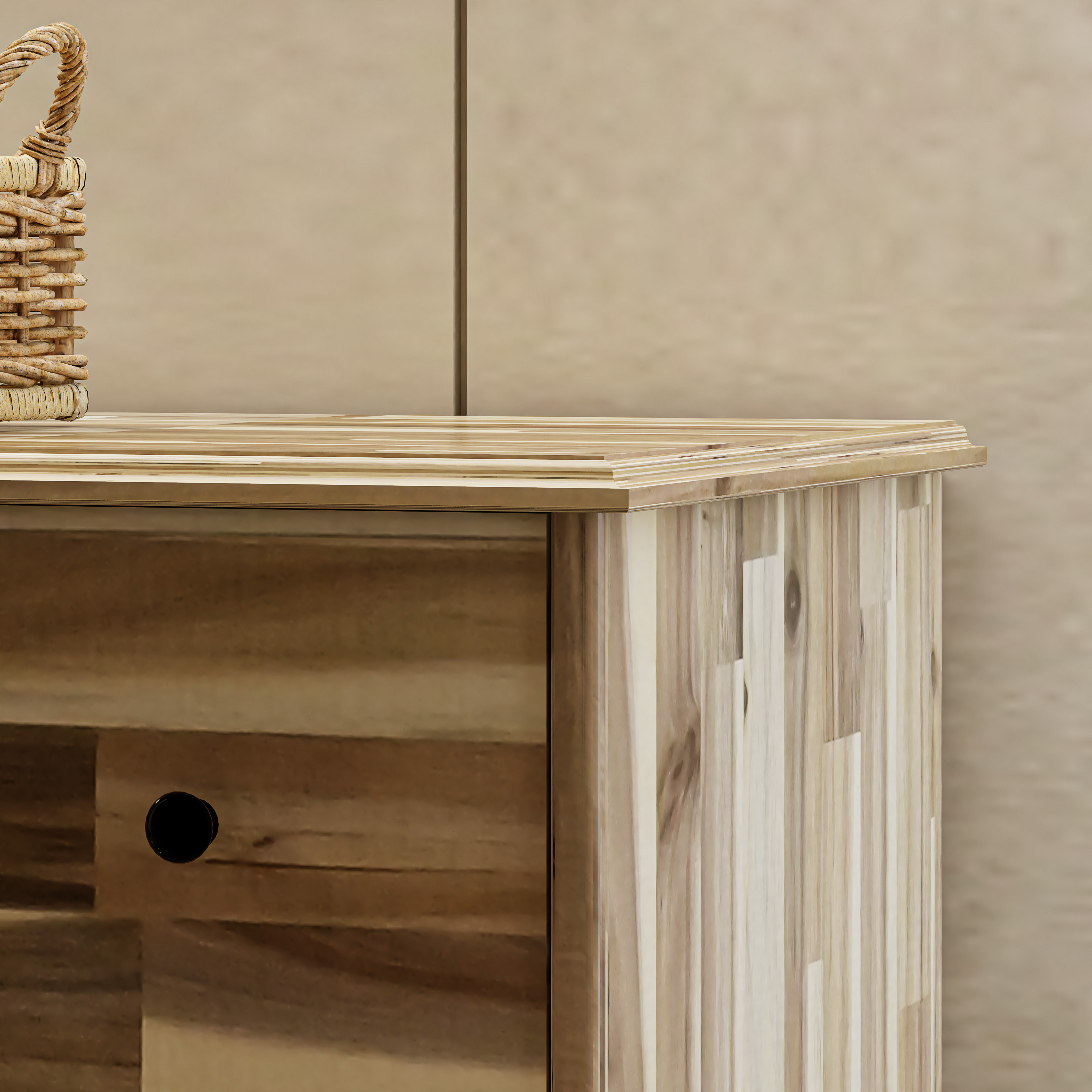 HAPPY FURNITURE , Gỗ tự nhiên , Tủ lưu trữ 6 ngăn kéo - FARAH , THK_181 , 140x45x82cm