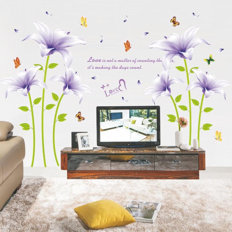 Decal dán tường hoa ly tím XL8106