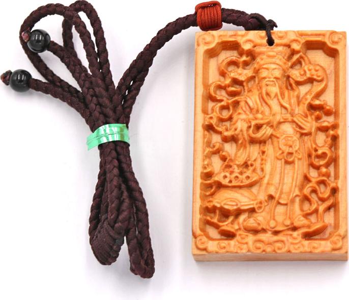 Vòng Cổ Mặt Gỗ Hoàng Đàn Khắc Hình Thần Tài MG36