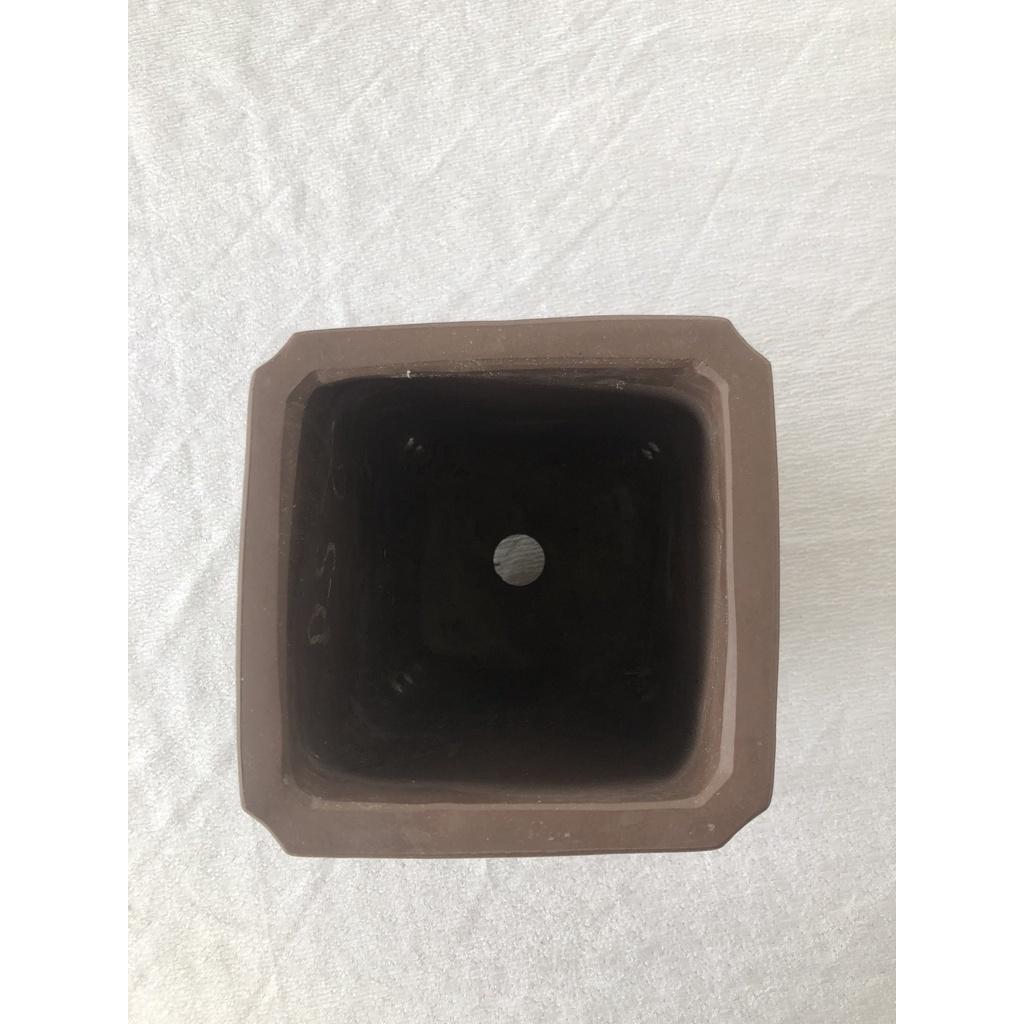 Chậu vuông dáng cao hoa văn chữ tàu cổ xưa CK18 trồng cây bonsai, cây để bàn